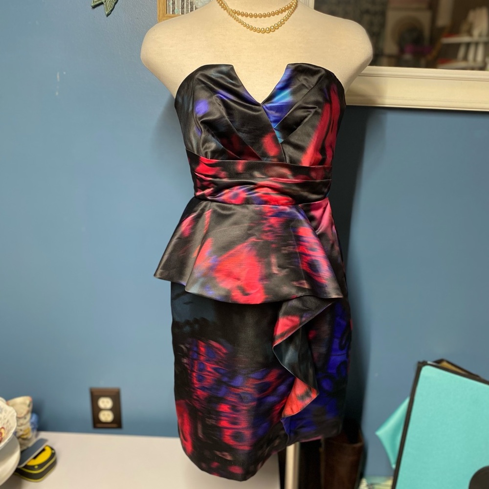 NWT Parker Black Makani Butterfly Print Peplum Dress - Picture 2 of 14